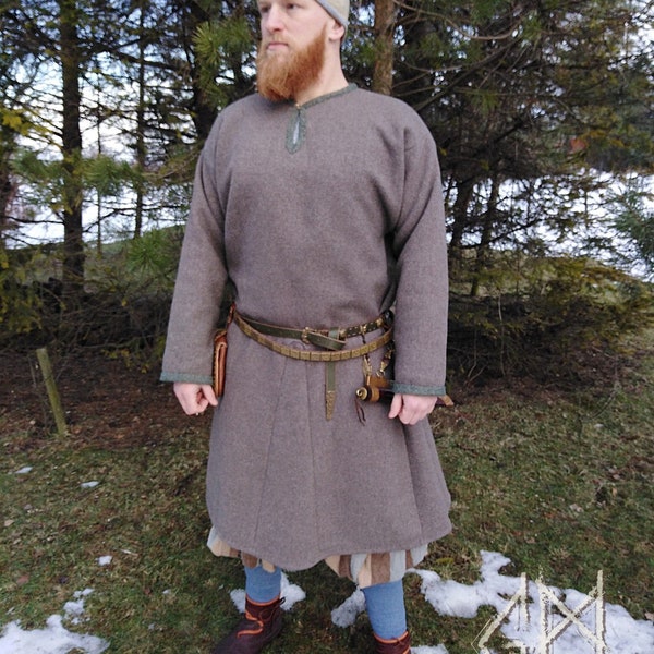 Túnica vikinga de lana, túnica sencilla, túnica medieval temprana, recreación histórica