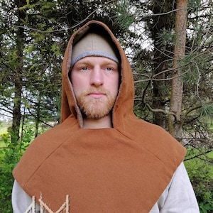 Viking woolen hood with lining, Early Medieval viking costume image 1