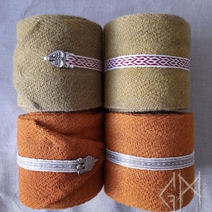 Vking woolen leg wraps, 4 meters per leg, naturally dyed, Viking Birka Costume, Reenactment