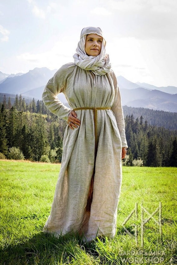 Linen Pskov Underdress With Pleated Neckline, Birka Underdress, Viking  Dress -  Canada