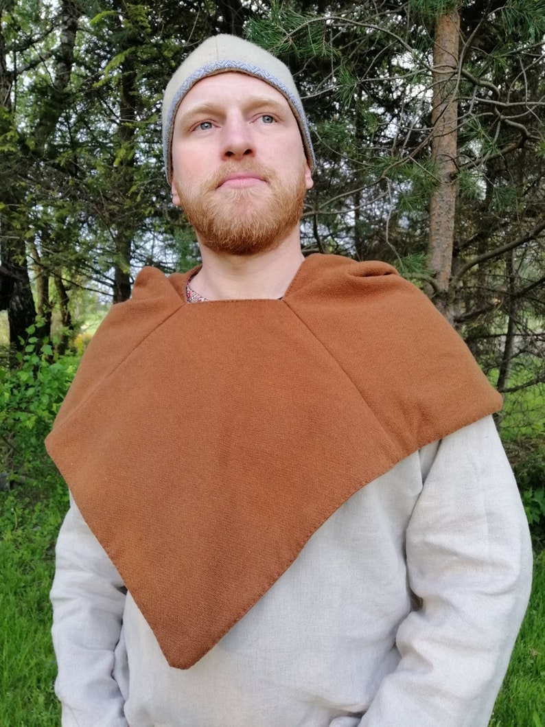 Viking woolen hood with lining, Early Medieval viking costume image 2