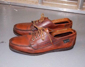 Eastland Brown Leather Boat Shoes / Moccasins UK 9 Heritage Made in USA Workwear Shoes Country Classic Quoddy Yuketan Maine Leather Country
