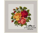 Roses Bouquet Flowers Cross Stitch Pattern PDF Antique Flowers Berlin Woolwork Pattern Vintage Needlepoint chart Victorian Flowers