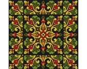 Vintage Pillow Square Mandala 3 Cross Stitch Pattern PDF Berlin Woolwork Pattern Antique Ornament Square Carpet Dollhouse Miniature