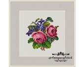 Flowers Cross Stitch Pattern Antique cross stitch Berlin woolwork pattern Cross stitch pattern PDF Tapestry Needlepoint