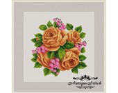 Vintage Roses Bouquet 7 Cross Stitch Pattern PDF Flowers Berlin Woolwork Pattern Vintage Needlepoint chart Victorian Flowers