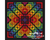 Rainbow Mandala 3 Cross Stitch Pattern PDF Geometric Abstraction Modern cross stitch Pillow Antique Pattern Ornament Cross Stitch