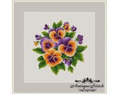 Pansy Bouquet Cross Stitch Pattern PDF Flowers Berlin Woolwork Pattern Vintage Needlepoint chart Victorian Flowers