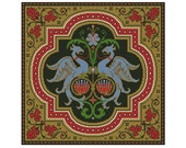 Vintage Carpet Blue Dragons Cross Stitch Pattern PDF Antique Dollhouse Miniature Rug Berlin woolwork pattern Tapestry Needlepoint Wyvern