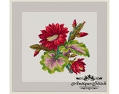 Epiphyllum and Coleus Cross Stitch Pattern PDF Flowers Berlin Woolwork Pattern Vintage Needlepoint chart Victorian Flowers Cactus