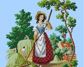 Berlin woolwork pattern quot Haymaking Time quot Cross stitch pattern PDF Needlepoint Beadwork Antique Tapestry