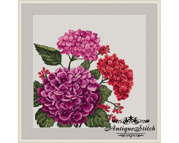 Hydrangea Cross Stitch Pattern Modern Flower cross stitch | Etsy
