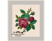 Vintage Rose Bouquet 110 Cross Stitch Pattern PDF Flowers Berlin Woolwork Pattern Vintage Needlepoint chart Victorian Flowers