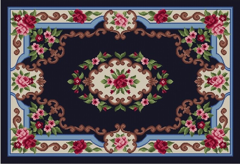 Vintage Carpet 5 Cross Stitch Pattern PDF Antique Dollhouse Etsy