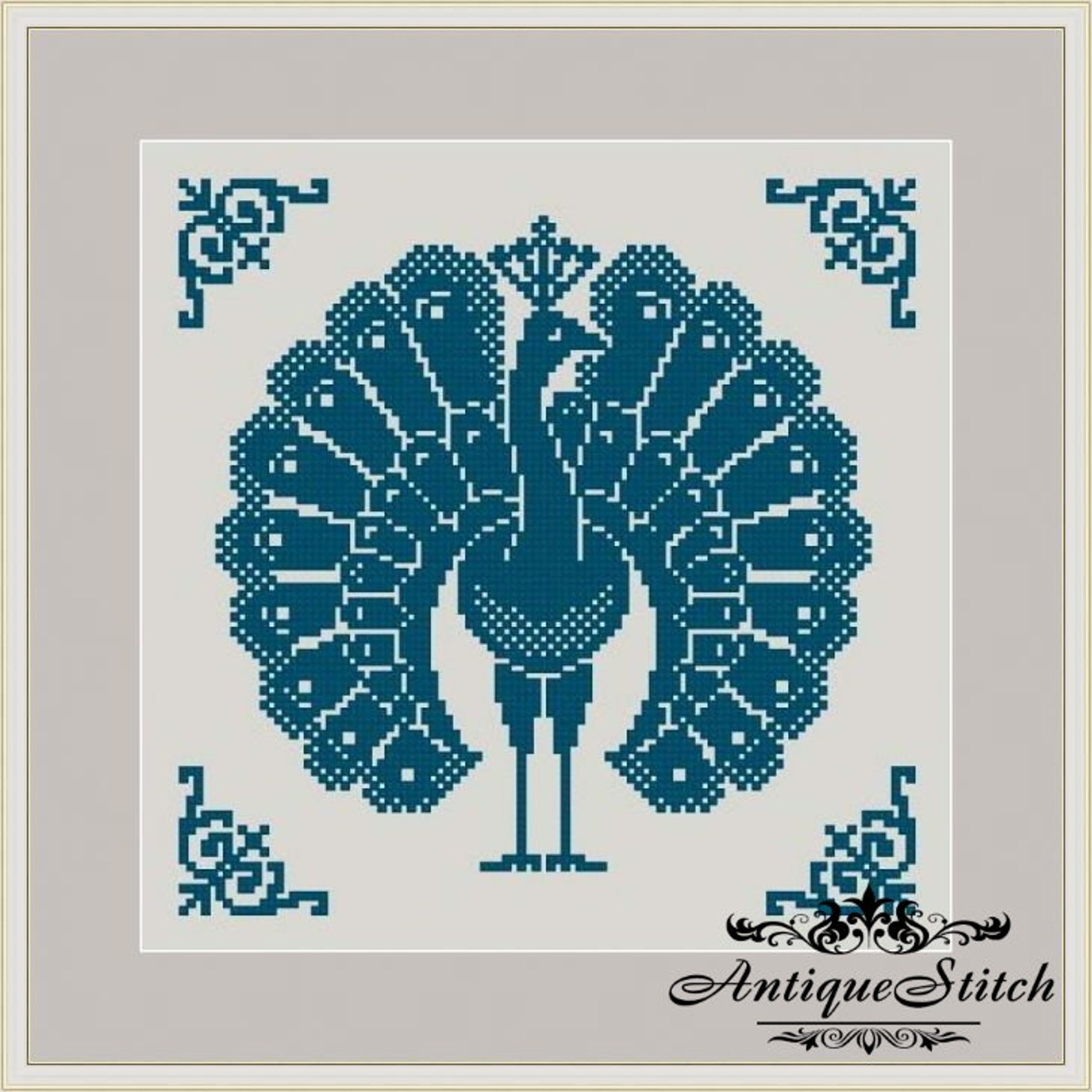 Antique Sampler Peacock 2 Cross Stitch Pattern Pdf Ornament Etsy
