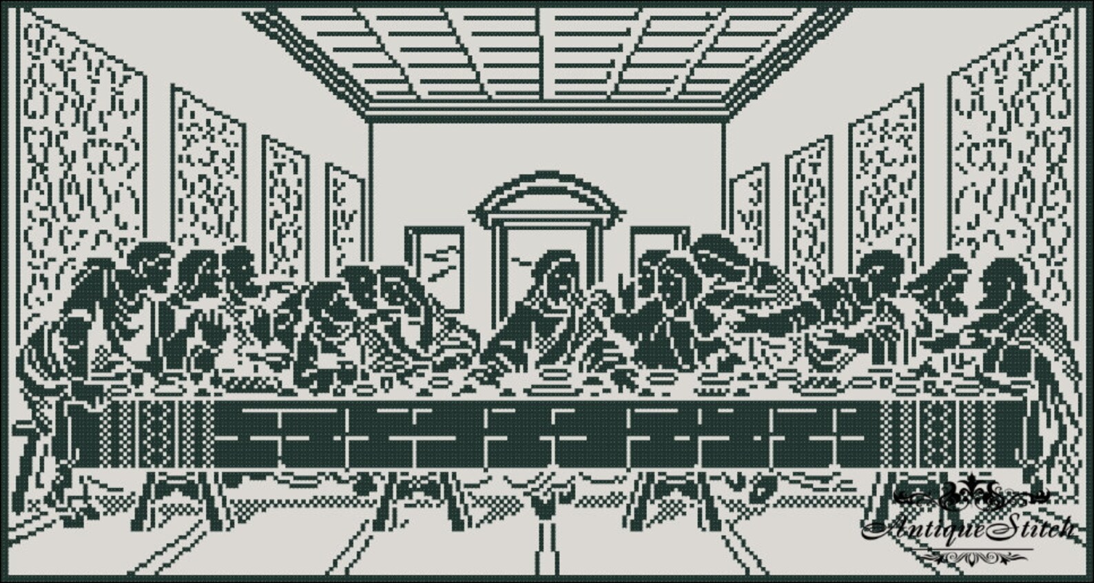 The Last Supper Cross Stitch Pattern PDF Vintage Sampler Etsy