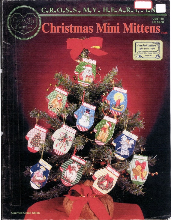 Vintage Christmas mini mittens cross stitch pattern PDF | Etsy