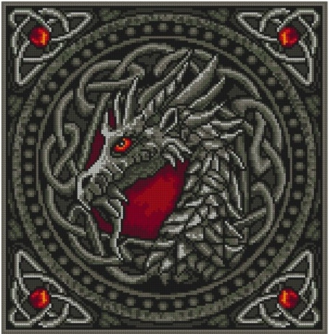 Celtic Dragon Cross Stitch Pattern PDF Modern Fantasy cross Etsy