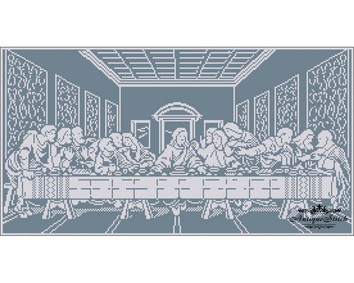 The Last Supper Cross Stitch Pattern PDF Vintage Sampler Etsy