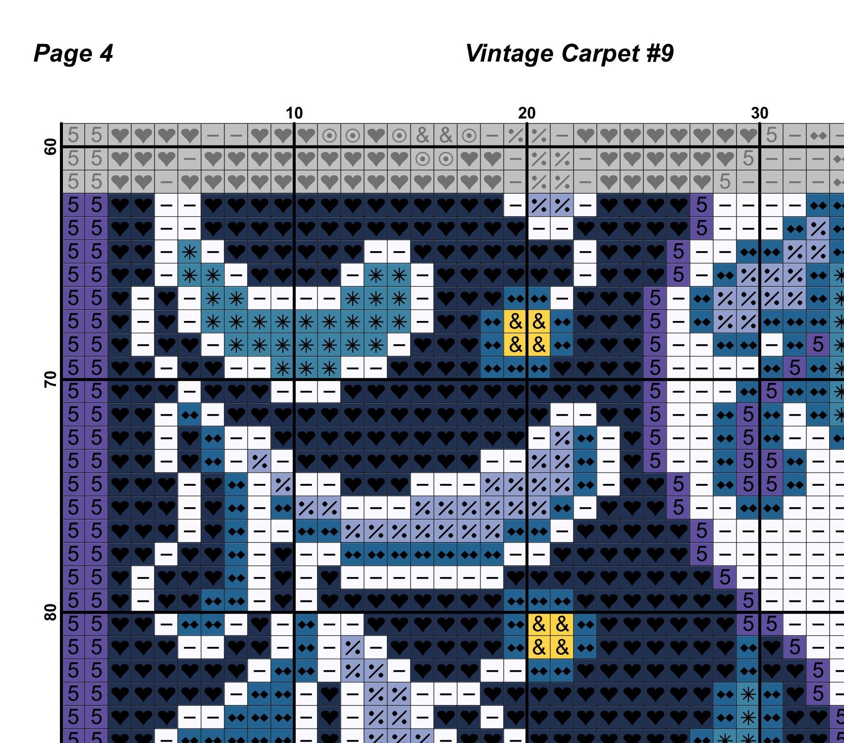 Vintage Carpet 9 Cross Stitch Pattern PDF Antique Dollhouse Etsy