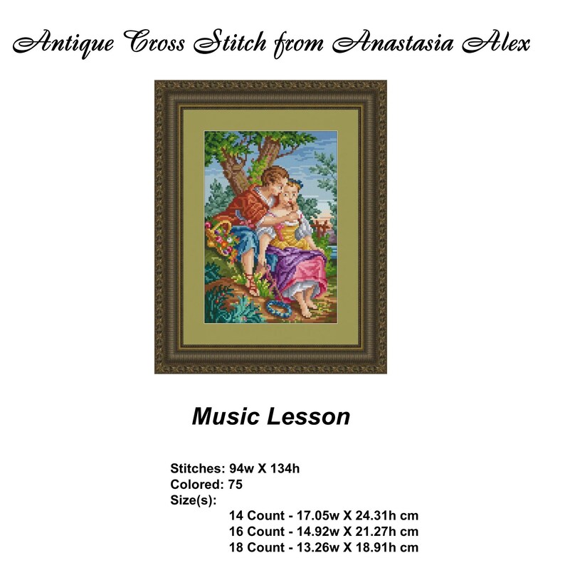 Antique Needlepoint Tapestry Music Lesson Berlin woolwork Etsy