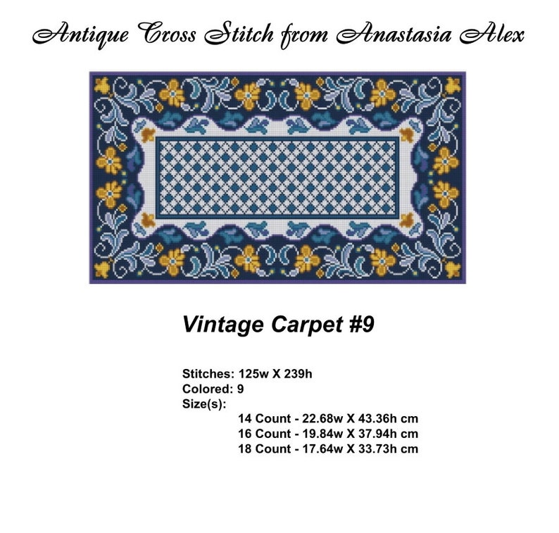 Vintage Carpet 9 Cross Stitch Pattern PDF Antique Dollhouse Etsy