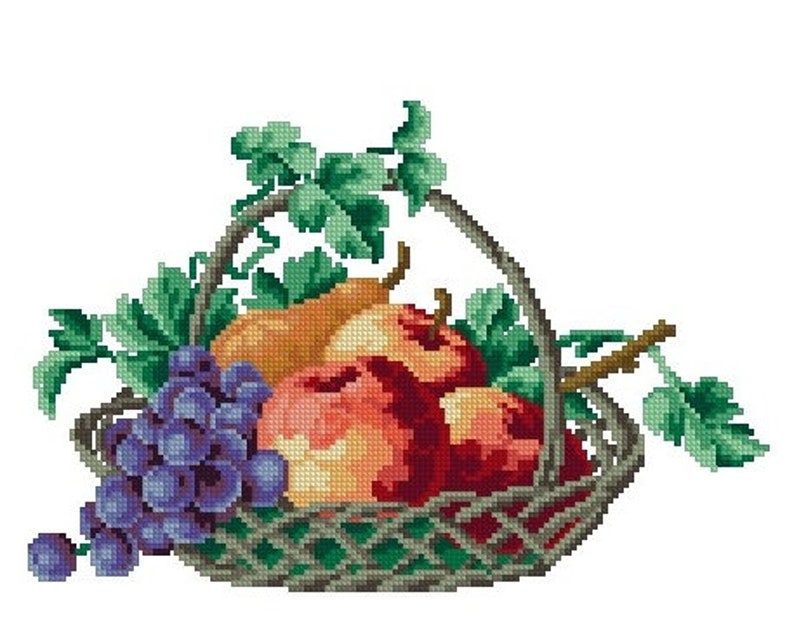 Fruit Basket Cross Stitch Pattern PDF Berlin Woolwork Pattern | Etsy