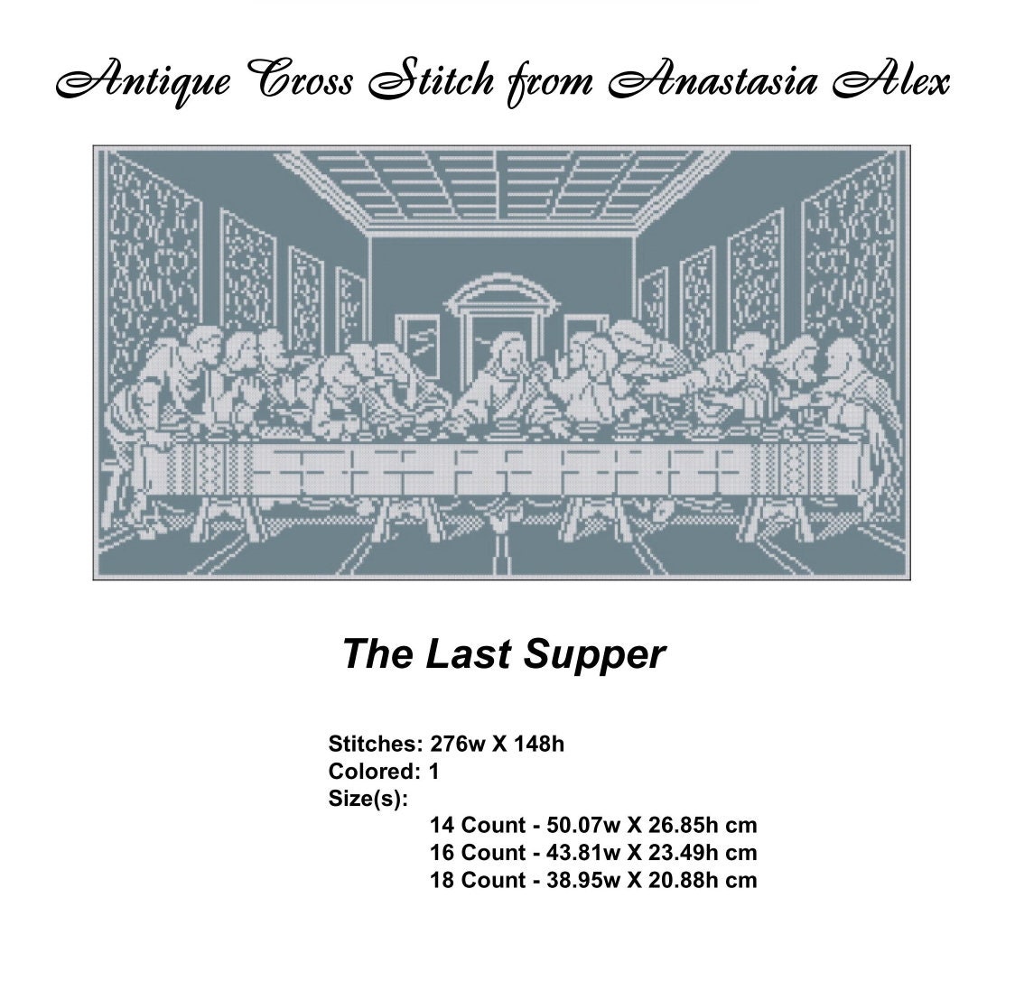 The Last Supper Cross Stitch Pattern PDF Vintage Sampler Etsy
