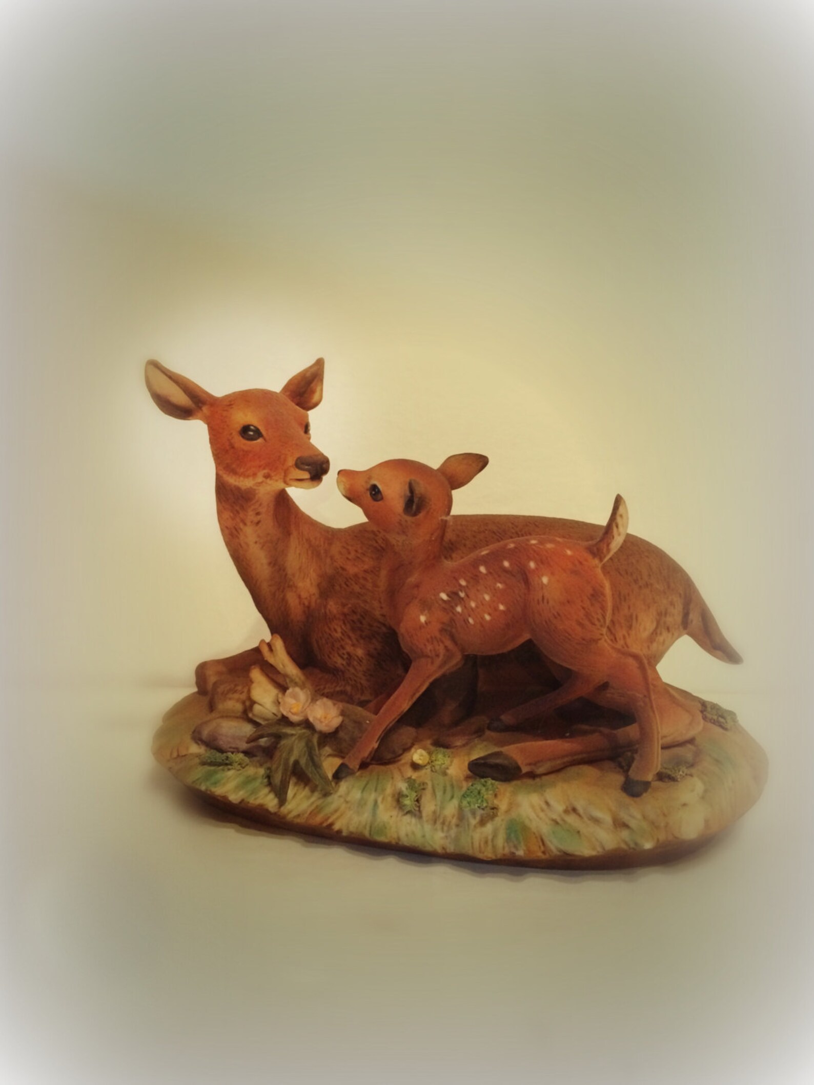 Doe & Fawn White Tail Deer Figurine Baby Shower Decor Homco Etsy
