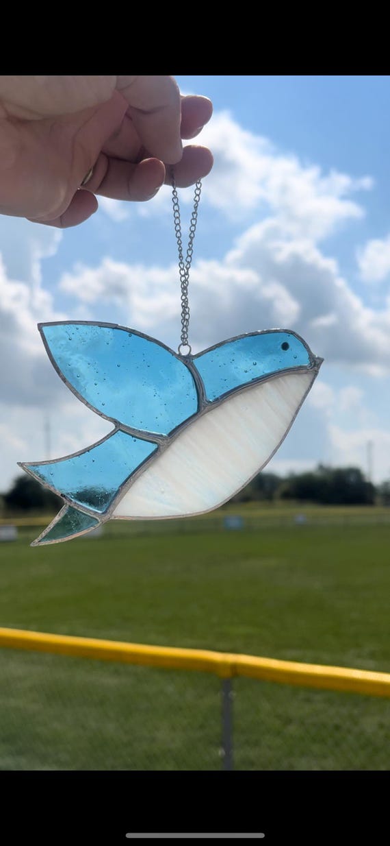 青い鳥 ステンドグラス 鳥 ステンドグラス ブローチ 青い鳥