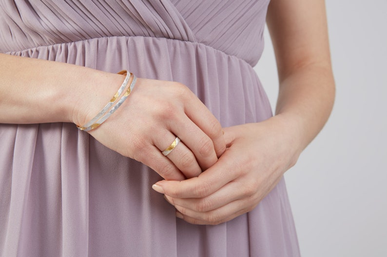 Silver sunset bangles and ring for sunworshippers and lovers of a sundowner