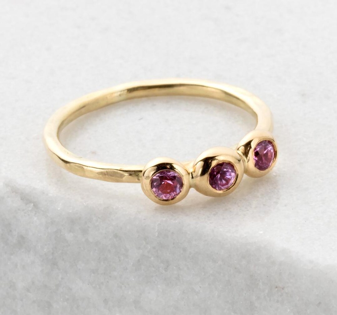 10k Rose Gold Trinity Knot Heart Ring - Dainty Pink CZ Solitaire Engagement Or Promise Ring