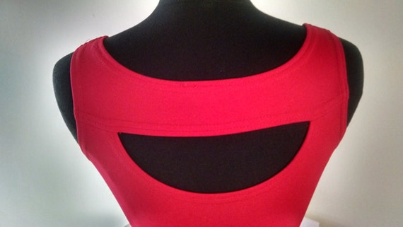 90s Dawn Joy Red Top and Skirt / Stretchy Polyest… - image 5