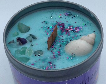 Mermaids Tears Candle, smells of the ocean, lovely wiccan witchy pagan candle, for the Lemurian Goddess