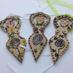 Goddess doll, spirit doll,  decoration, mixed media on oak, witchy wiccan, pagan gift