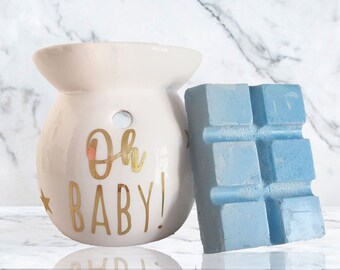 Oh Baby Wax Burner & Melt, Oil Burner, Baby Shower Gift Set, New Baby Present, Burner Set, Gold Baby Gifts, Gender Neutral, New Mum To Be