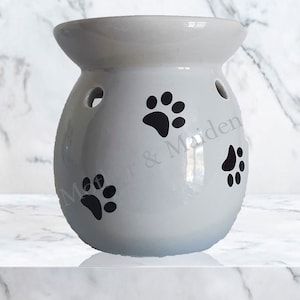 Pawprint Wax Burner, Paw Print Pattern, Dogs, Cats Paws, Footprints, Animal Oil Burner, Melter, FREE Wax Melt & Tealight, Gifts Idea for Her