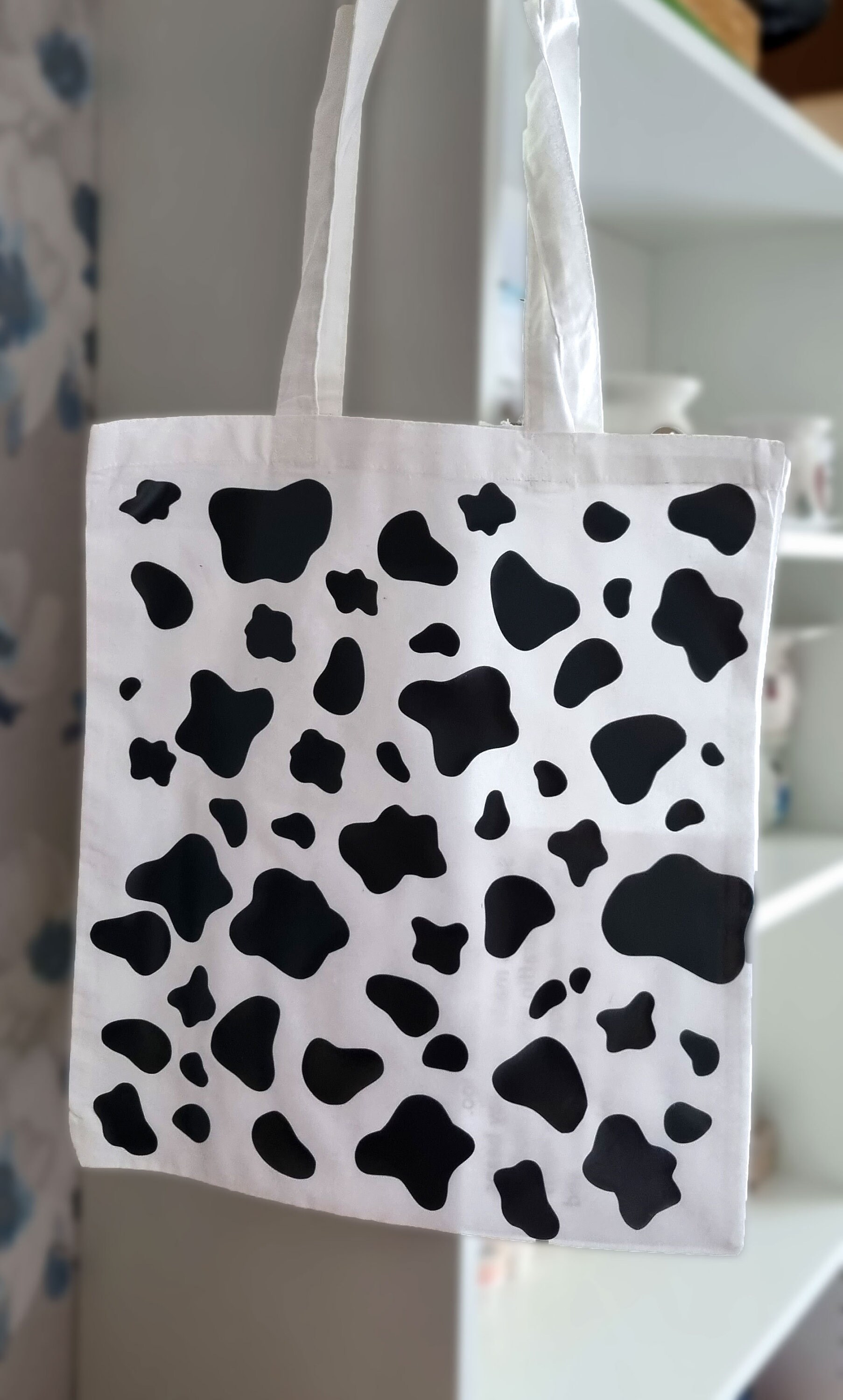 Cow Print Bag Cow Pattern Tote Bags Dalmatian Spots Grocery Baggy Black and White Cottagecore Aesthetic Unique Rare Monochrome Gifts Etsy UK