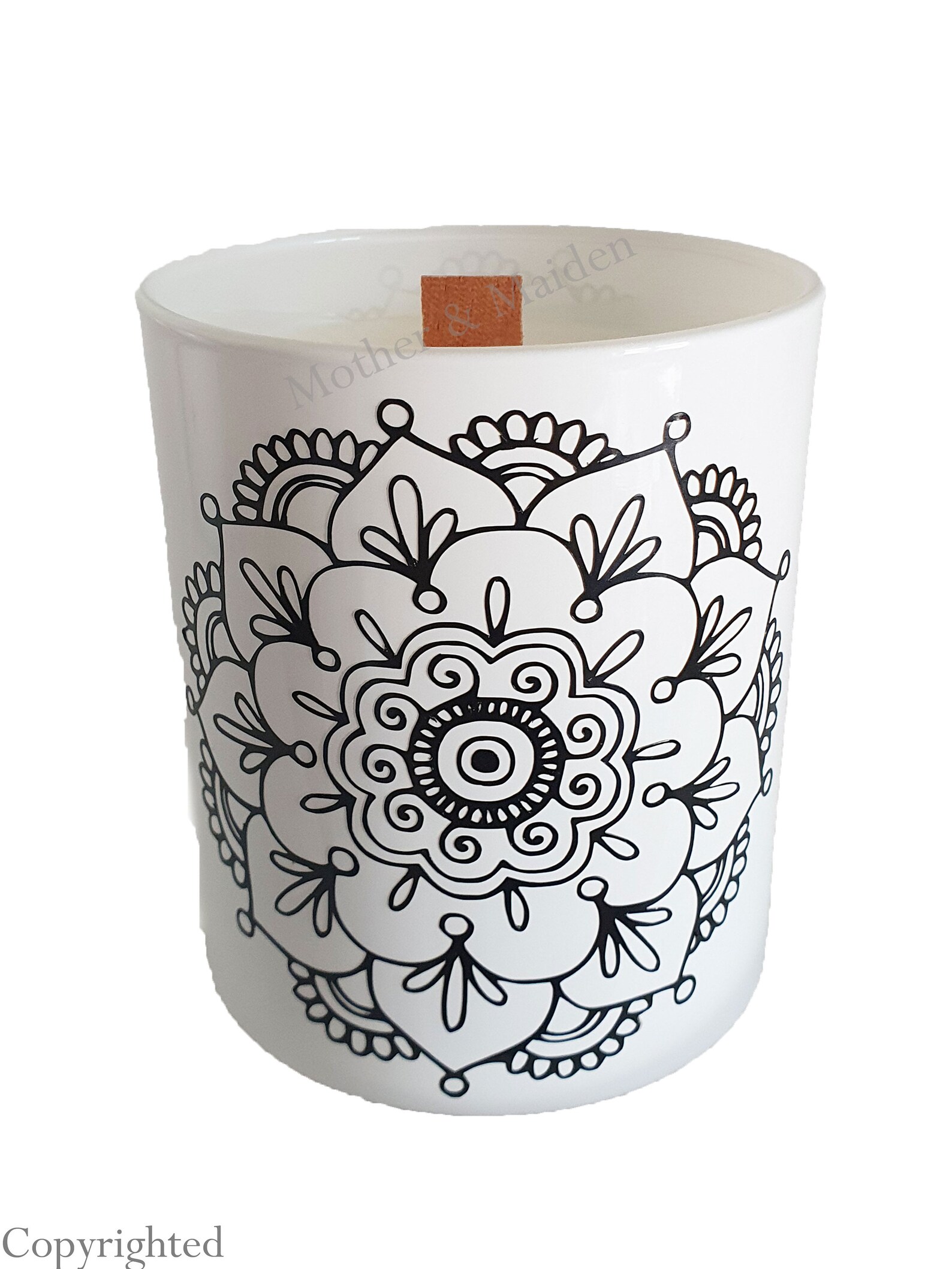 Mandala Candle Unscented Soy Candle Glass Jar Wood Wick Etsy Singapore
