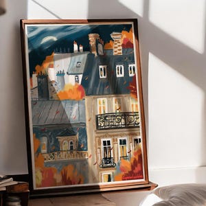 French architecture autumn poster|Paris buildings wall print| image 1