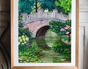 Parc Monceau Gift: Romantic couple wall art, Paris illustration hotel room decor