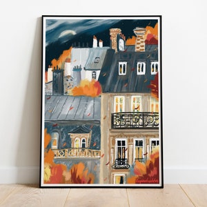 French architecture autumn poster|Paris buildings wall print| image 9