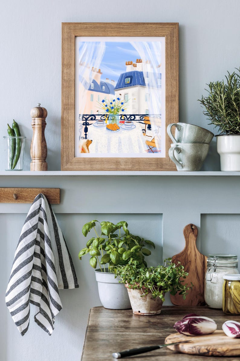 Paris themed decor-French Breakfast Art Print image 3