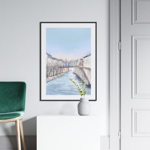 Art de paysage sur la Seine, peinture de paysage urbain parisien, affiche de voyage image 6