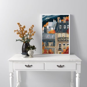 French architecture autumn poster|Paris buildings wall print| image 8