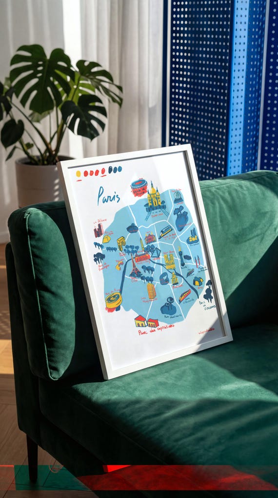 Artery8 Stampa Artistica Poster Lione Mappa Punto Di Riferimento Francia 1894 - Quadro Murale 30x41 Cm, Stampa Su Carta Di Lusso, Decorazione Casa, Made In Scotland