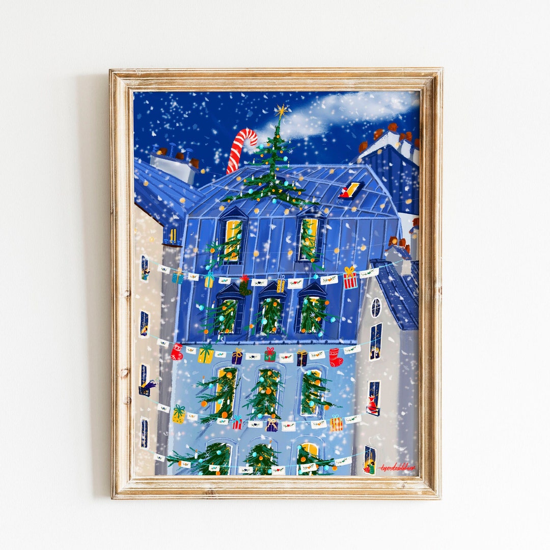 Parisian Christmas and New Year Art Poster Christmas Celebration