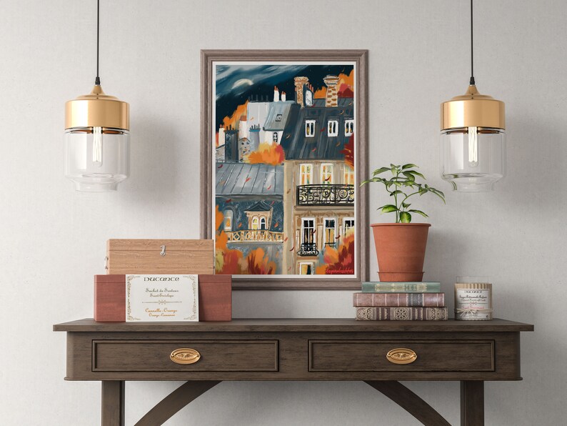 French architecture autumn poster|Paris buildings wall print| image 10
