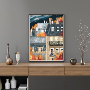 French architecture autumn poster|Paris buildings wall print| image 12