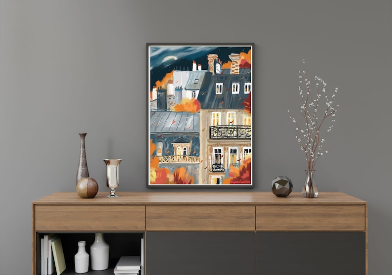 French architecture autumn poster|Paris buildings wall print| image 12